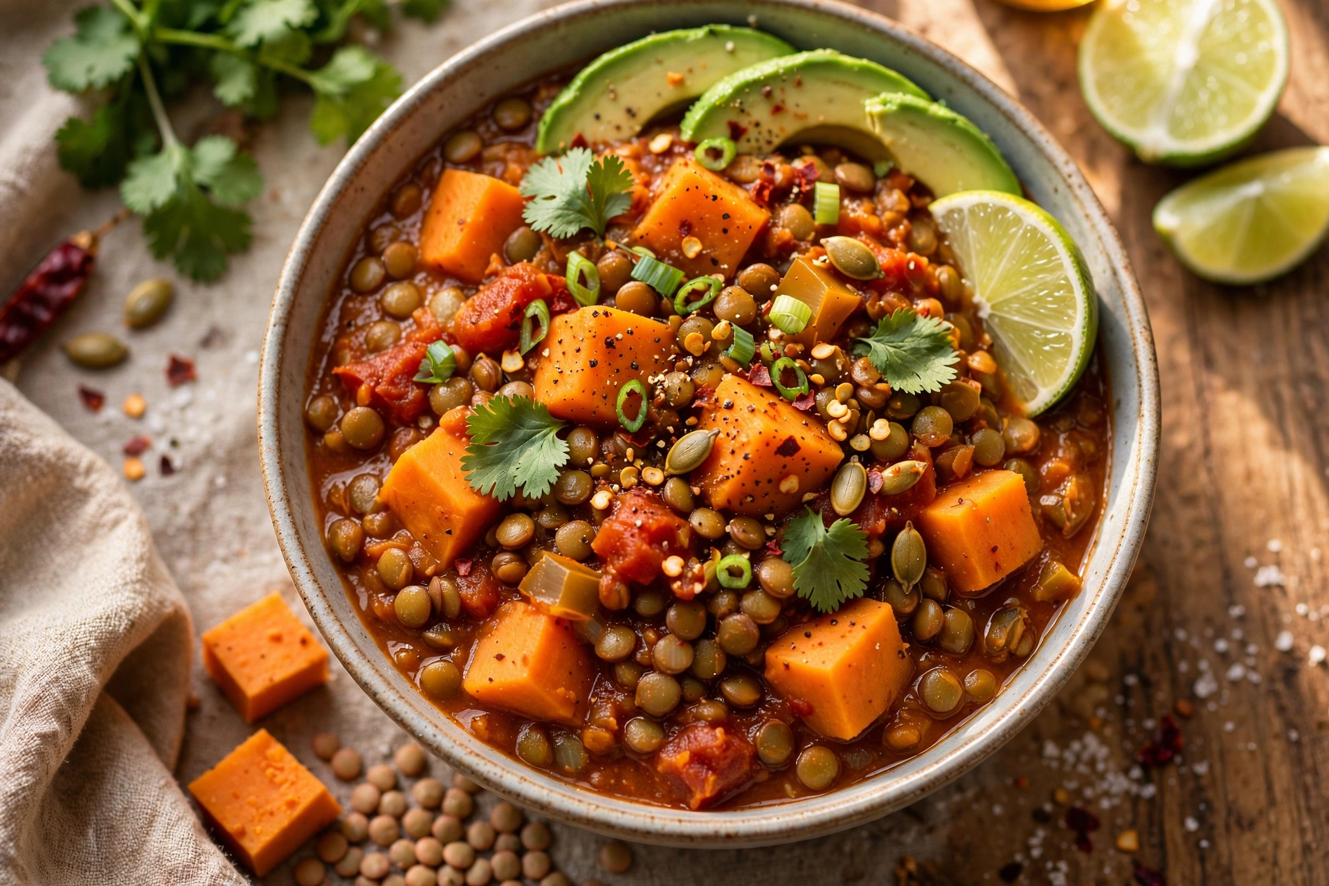Lentil Sweet Potato Chili